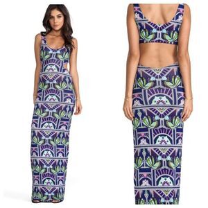 MARA HOFFMAN Modal Cut-Out Maxi Dress in Anada Navy Beach Cover-Up Resort Wear M